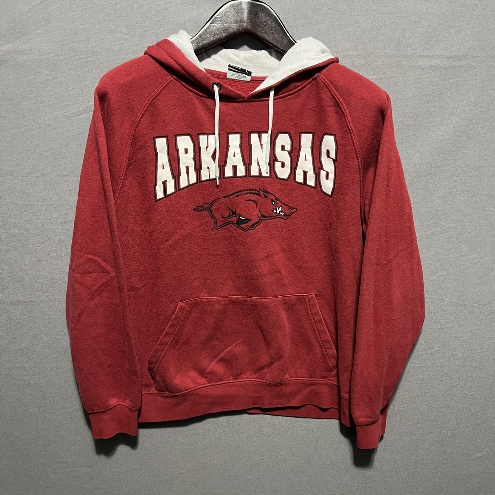 Arkansas Razorbacks Hoodie Mens Large‎ Red Stadium Athletics Fleece Pullover